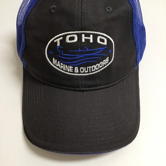 TOHO Marine Outdoors Hat Mesh Cap Adjusts Blue Gray White Lake Boating Sea - Picture 2 of 10